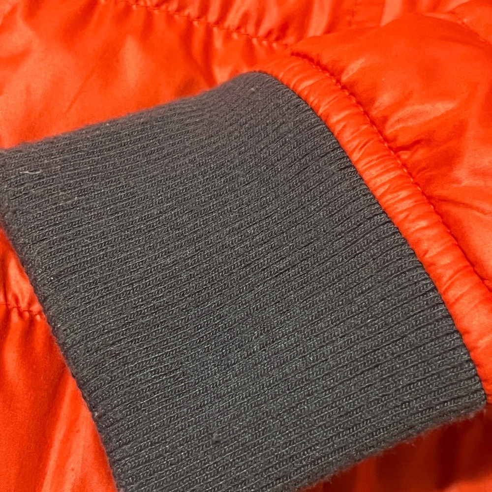 Athleta Goose Down Puffer Bomber Zip Jacket Red Orange Pockets M - Picture 7 of 10
